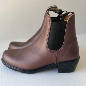 Blundstone Heeled Chelsea Boot Bronze Copper Brown Ankle Bootie Metallic 7.5